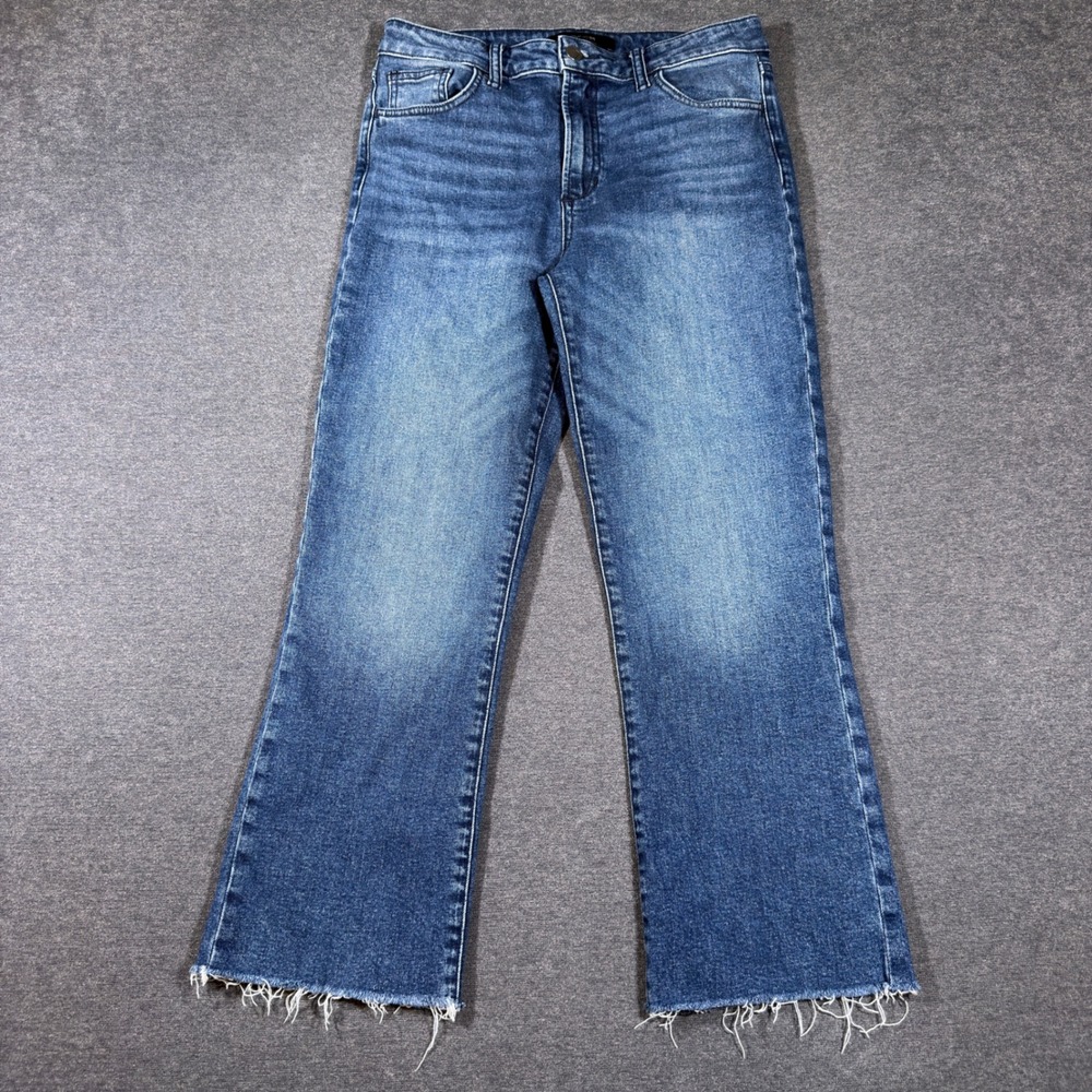 Joe's Jeans High Rise Crop Bootcut Women 29 Blue Raw Hem Stretch Denim Boho Mom